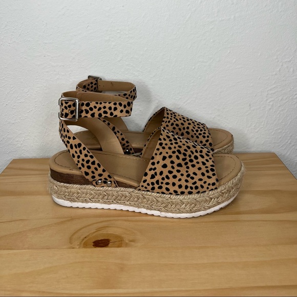 Soda Cheetah Espadrilles Platform Sandals Size 10 - Picture 3 of 11